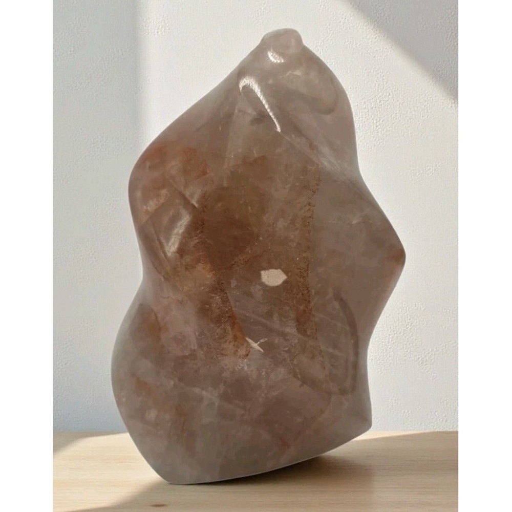 Natural Red Fire Quartz Hematoid Crystal Polished Flame 846g Reiki Statue